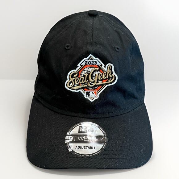 New Era 9Twenty Mens Black Seatgeek Adjustable Strapback Hat Baseball Cap - Picture 1 of 9